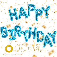 CANREVEL Happy Birthday banner with blue foil letters for wall or backdrop use.