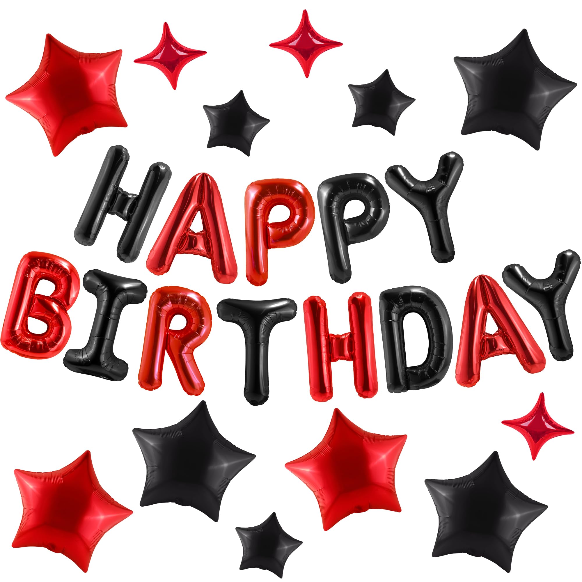 CANREVEL Happy Birthday banner letters 16in in black and red for eye catching party decor