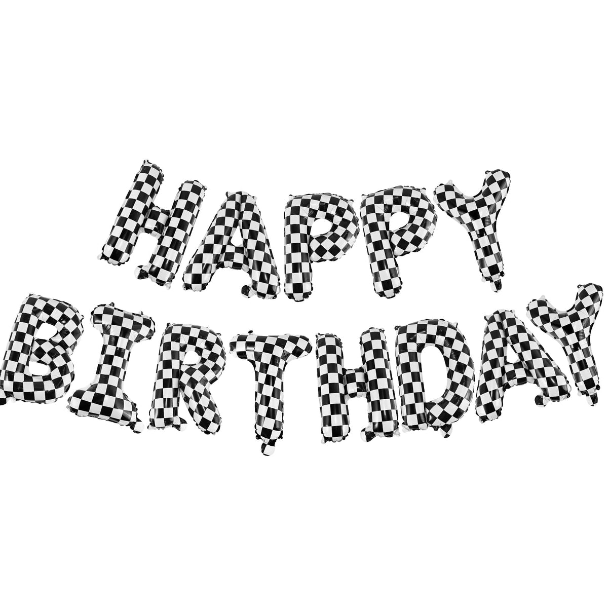 CANREVEL Happy Birthday banner in 16-inch foil with bold black-and-white checkered design
