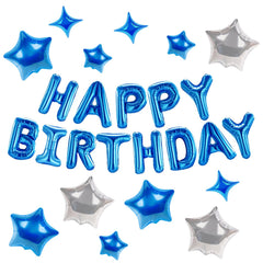 CANREVEL blue Happy Birthday letters banner, 16 inches, easy wall display.