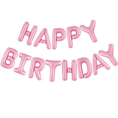 CANREVEL Happy Birthday Banner 16-inch pink foil letters for festive wall decor.