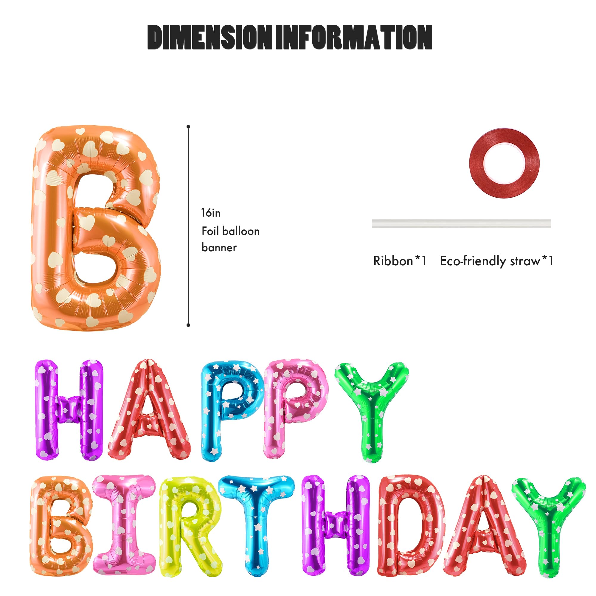 CANREVEL Happy Birthday banner 3D multicolor letters, shiny finish for eye-catching displays.