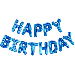 CANREVEL Happy Birthday banner blue 16-inch letters for wall display and reuse
