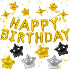 CANREVEL Happy Birthday letters banner 16in decorate wall with gold shine
