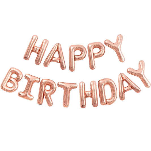 CANREVEL Happy Birthday banner in rose gold foil for elegant party decor