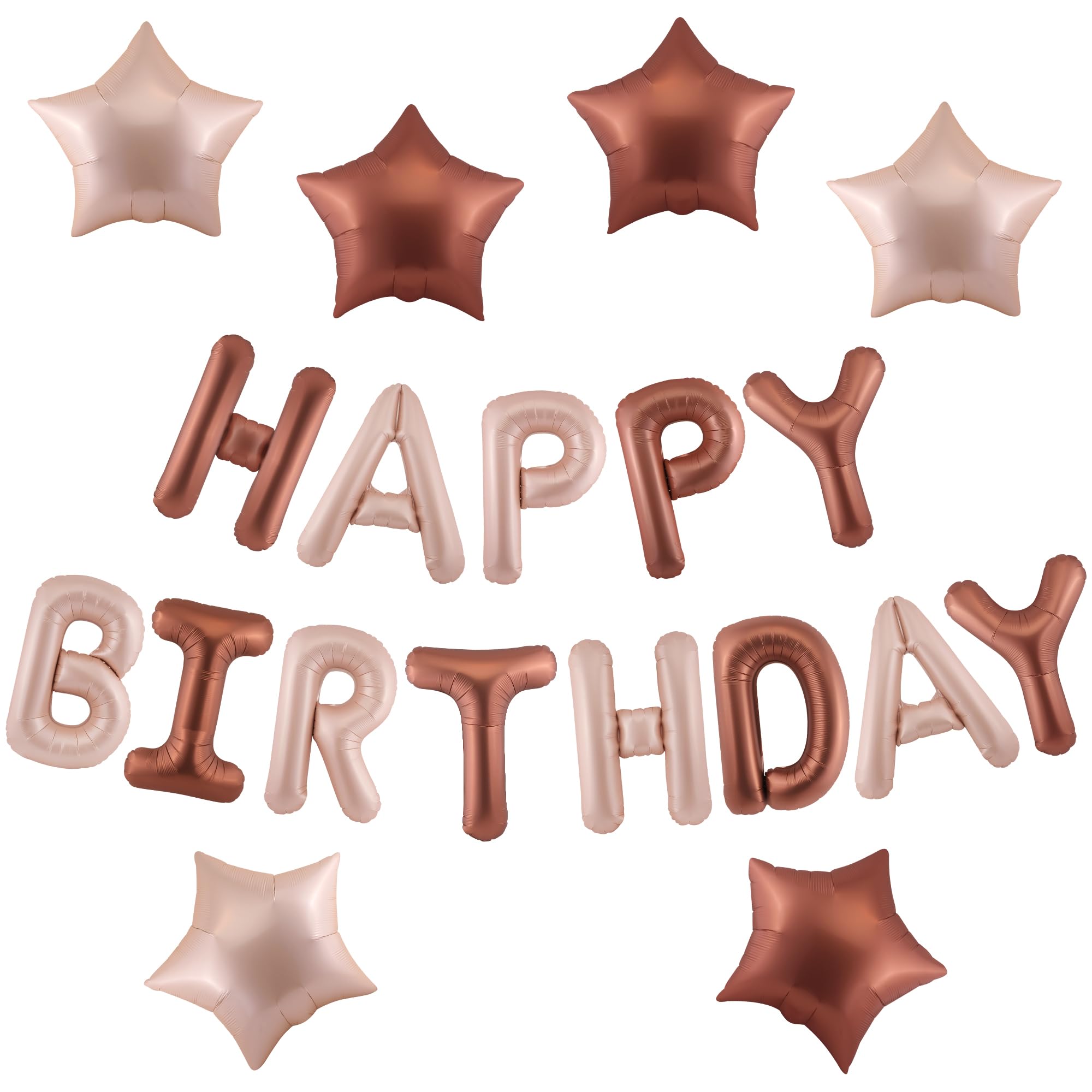 CANREVEL Happy Birthday letters in caramel foil for a bright 16-inch display.