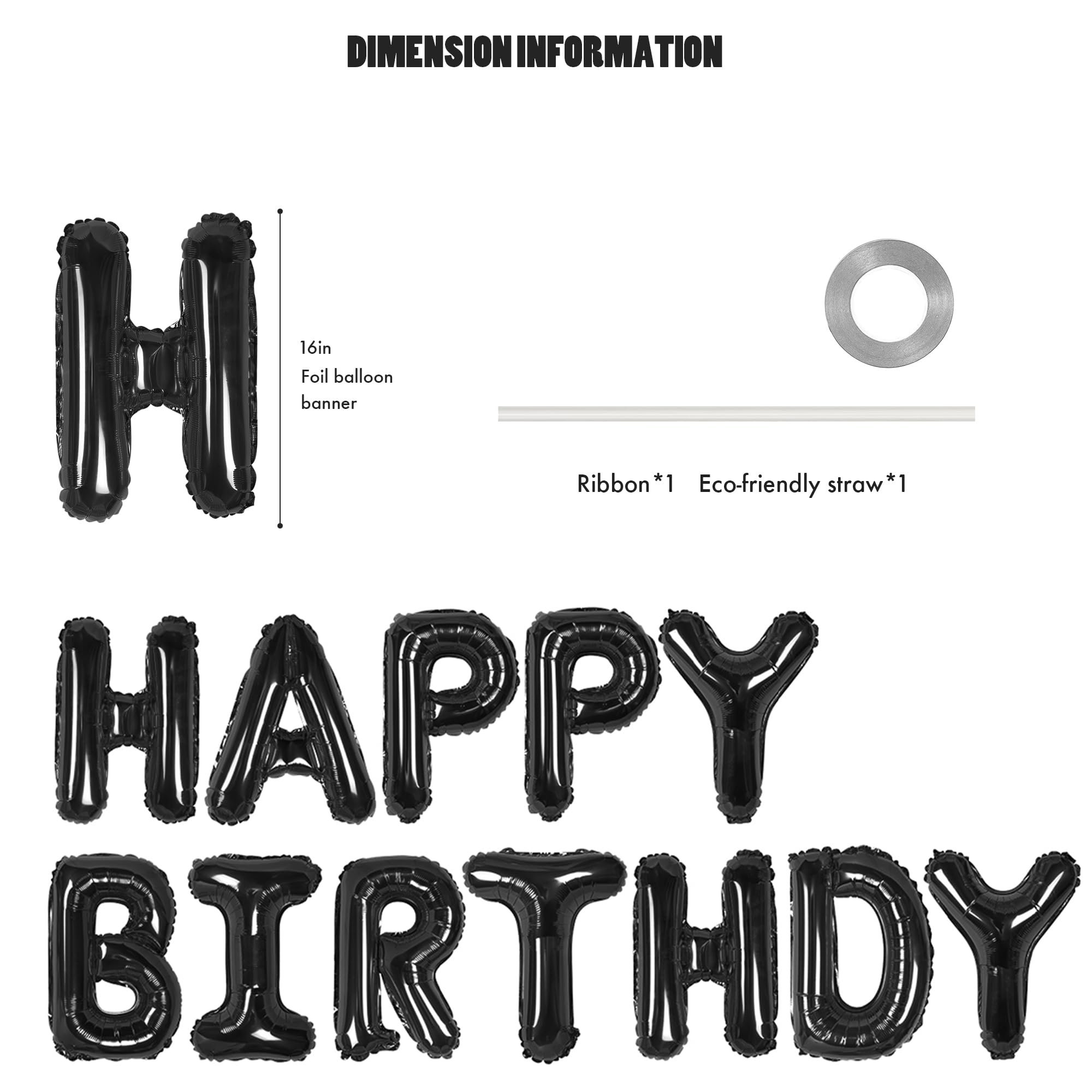 CANREVEL 16-inch black foil letters with string for quick hanging