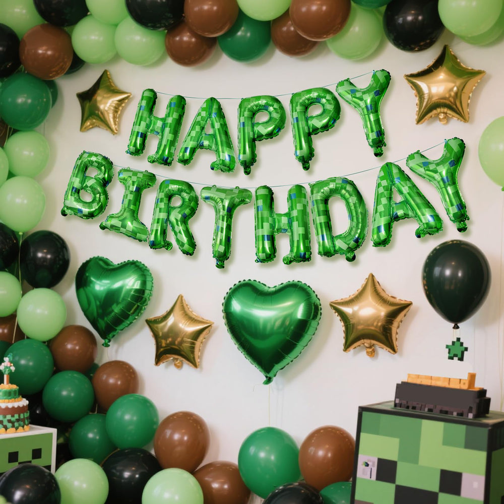 CANREVEL pixel-miner themed banner elevates kids' birthday decor.