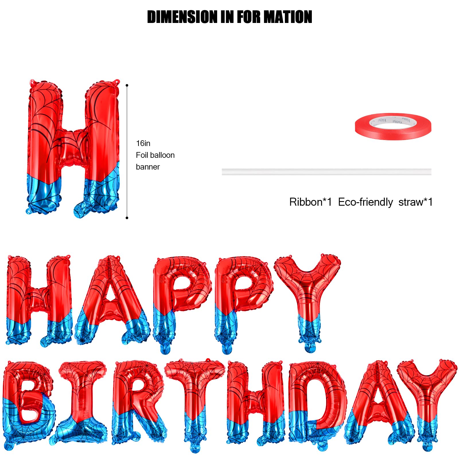 CANREVEL Spider-theme birthday banner adds playful decor for kids' parties.