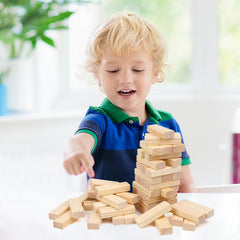 Canuan 54-piece wooden blocks ready for stacking and creativity sessions.