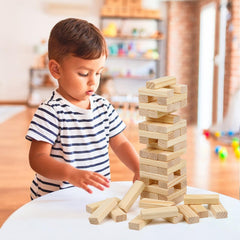 Canuan wooden blocks with storage bag ready for cleanup after play.