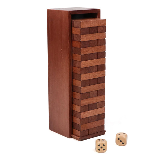 Canuan wooden tumbling tower with 54 blocks and storage for family fun