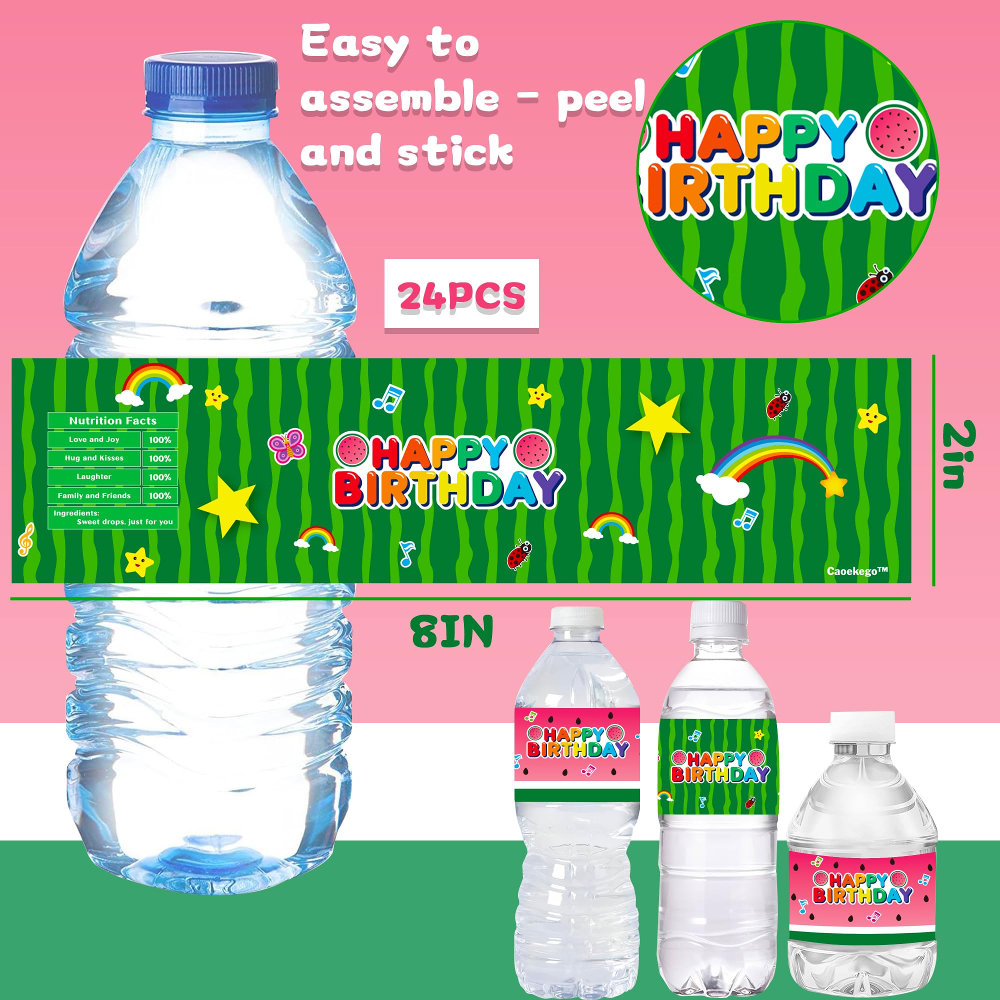 Caoekego kids party decor idea melon label for bottles