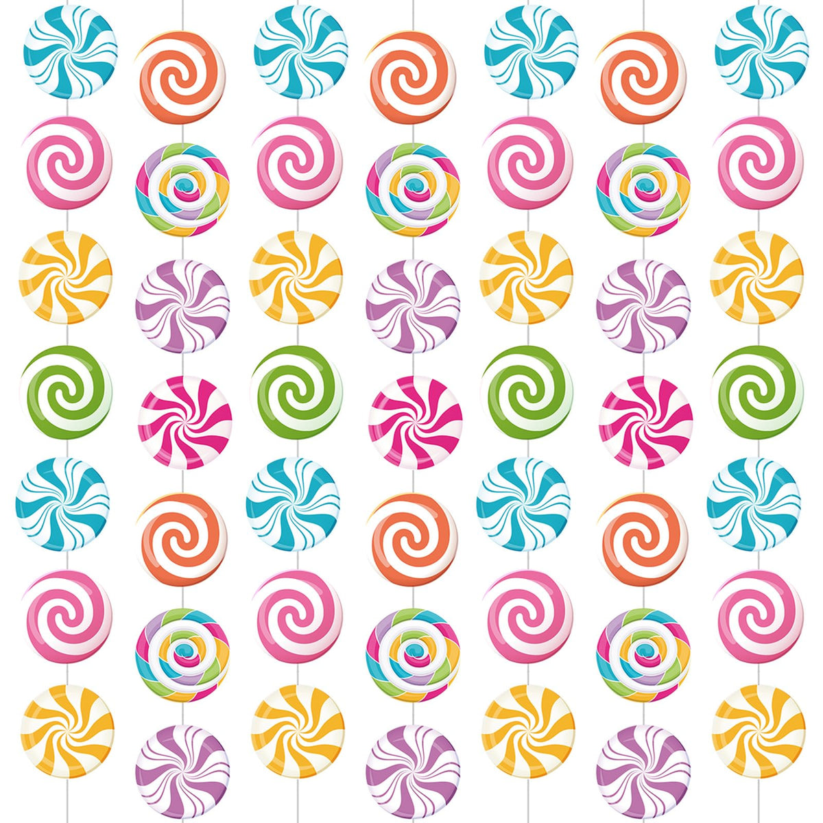 Capoda candyland garland with vibrant candy shapes for a festive birthday party.
