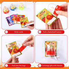 Capoda Valentines basketball card designs bring bright colors for classroom exchanges.