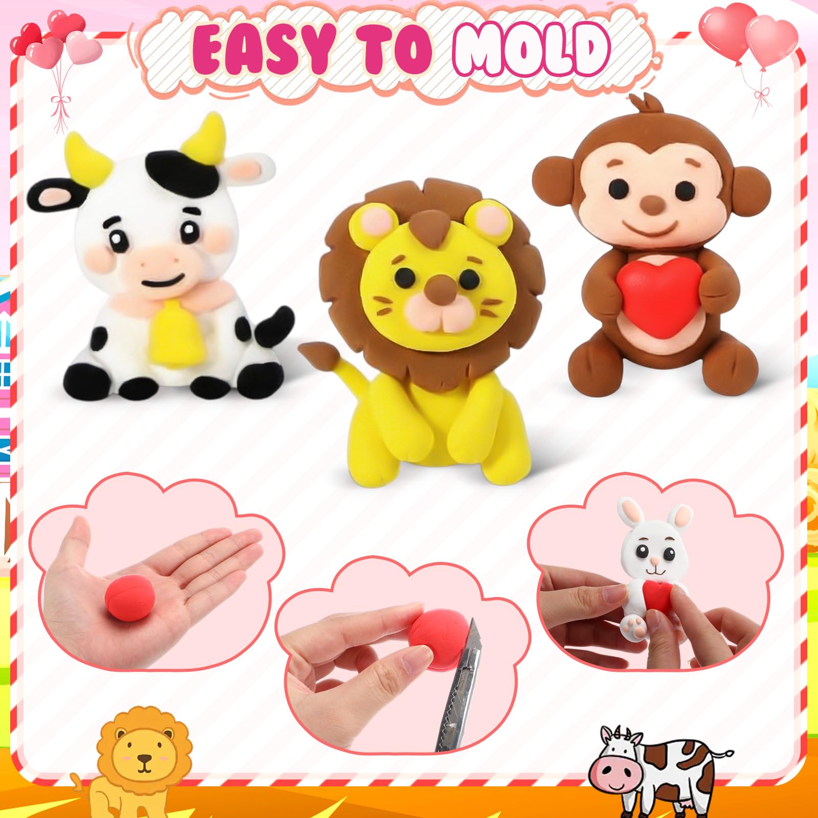 Capoda valentines clay kit color palette and soft, safe air-dry clay.