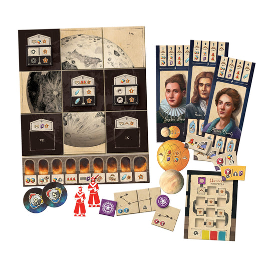 Capstone Games Galileo Galilei Luna Grand Inquisitors depict negotiation and high-reward decisions.