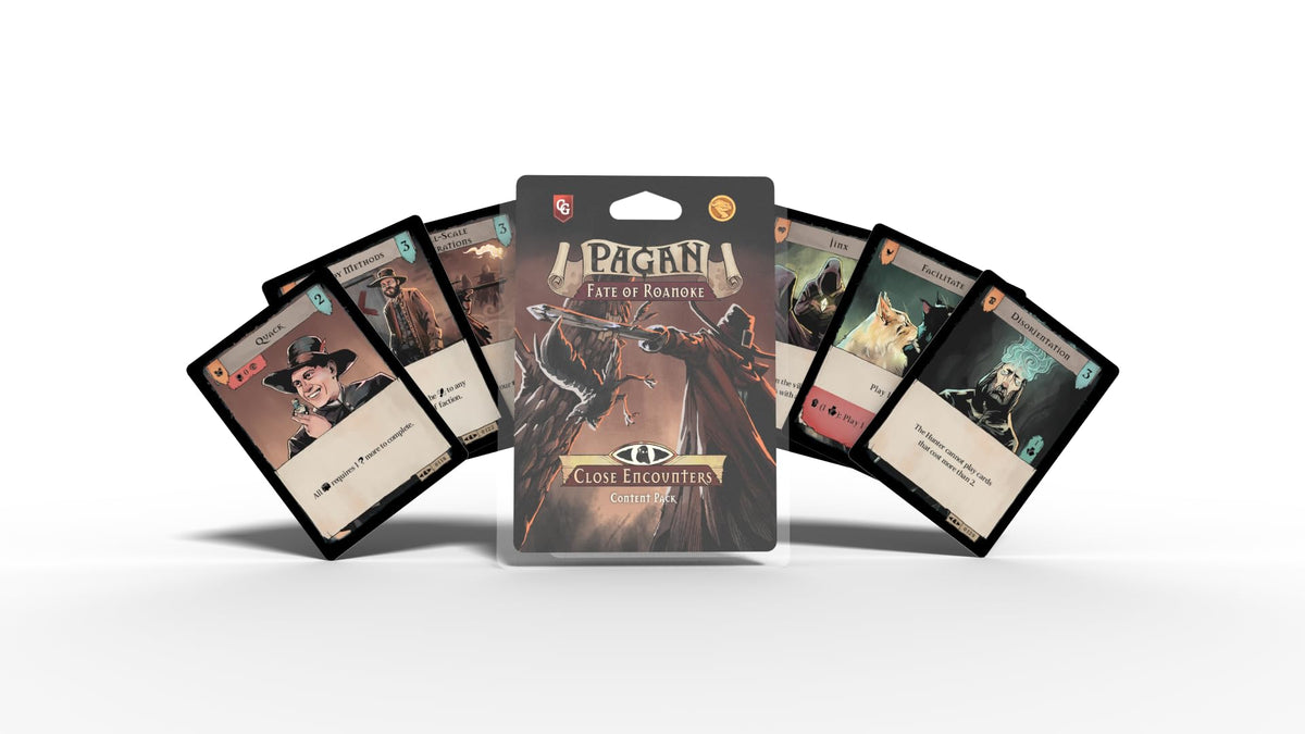 Capstone Games Pagan: Fate of Roanoke Close Encounters pack cover enhances immersion for two-player play.