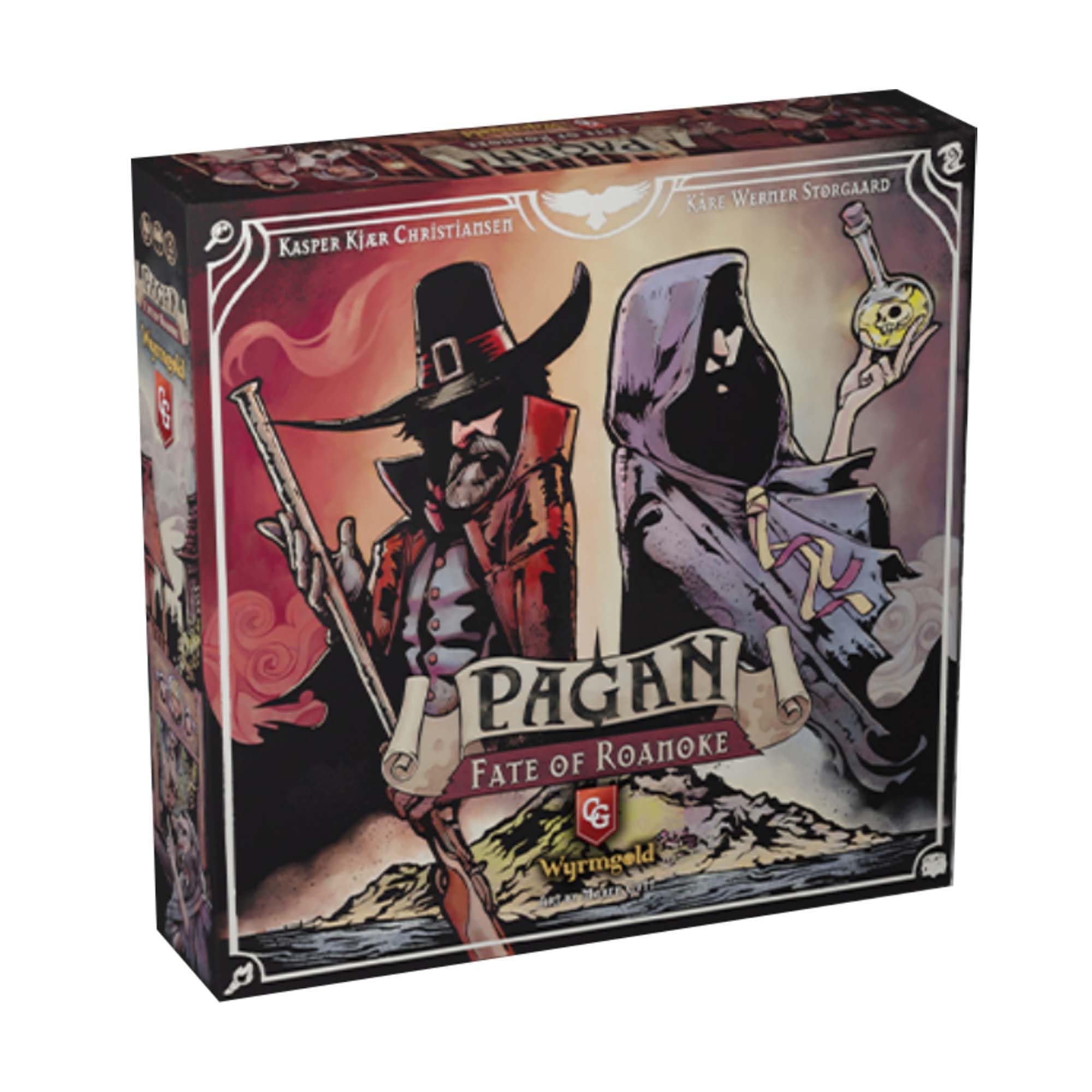 Capstone Games Pagan token card illustrates clues and evidence to manage risk.