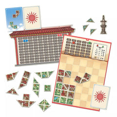Capstone Games Tangram City balance between realms highlights harmony in urban planning.
