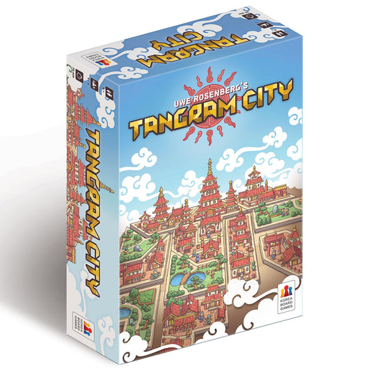 Capstone Games Tangram City board tiles showcasing the layout stage for strategic planning.
