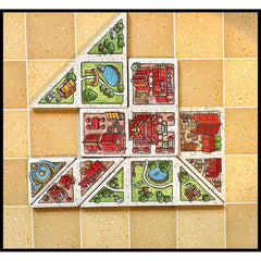 Capstone Games Tangram City tile placement demonstrates future tiles for informed city design.