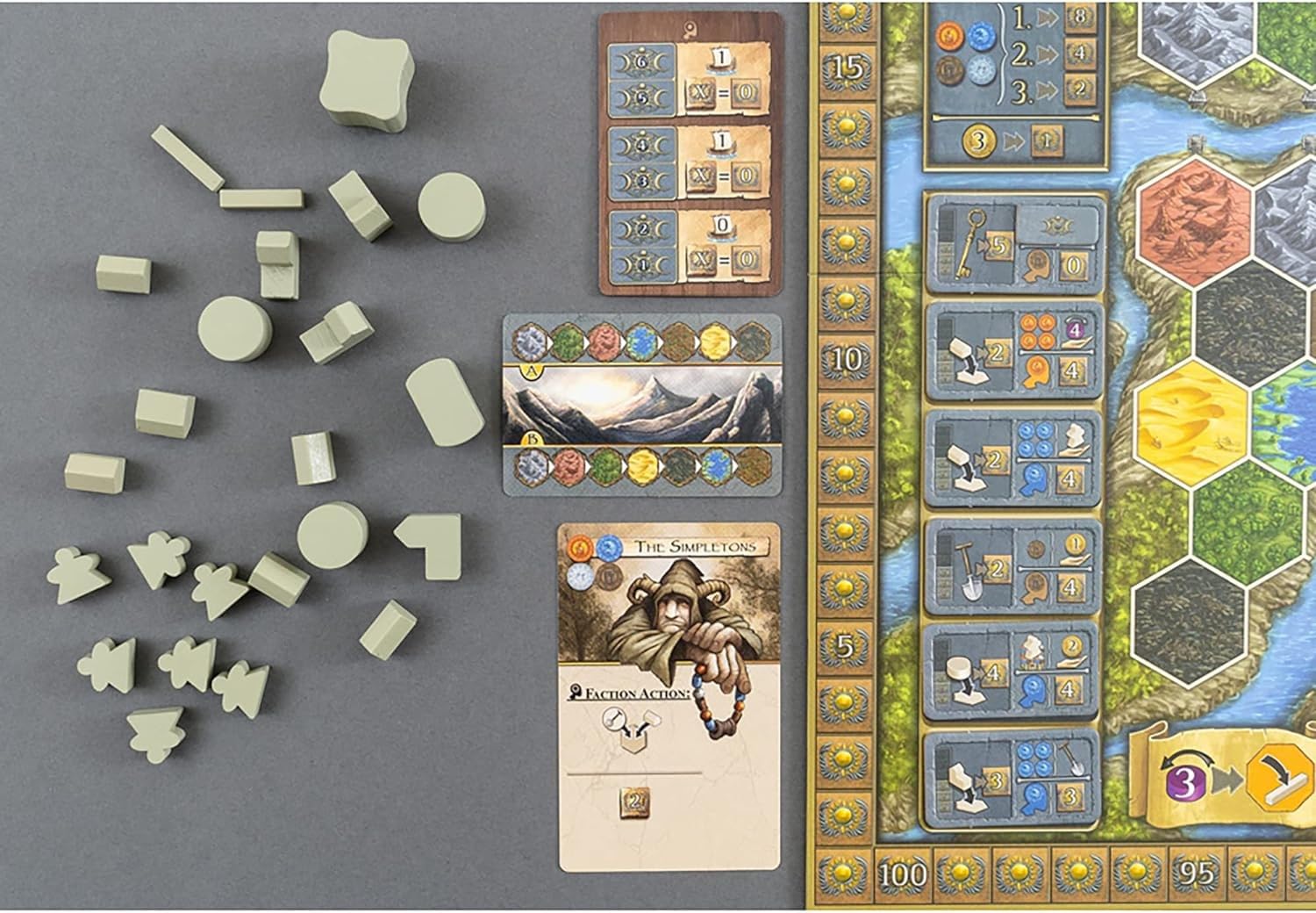 Two double-sided Terra Mystica game boards for varied setups
