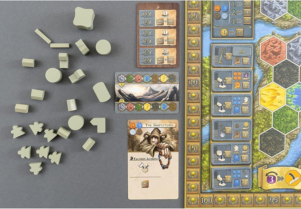 Two double-sided Terra Mystica game boards for varied setups