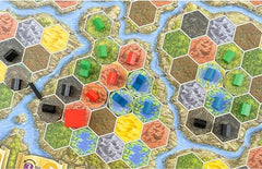  Terra Mystica player boards ready for 1–5 players sequence