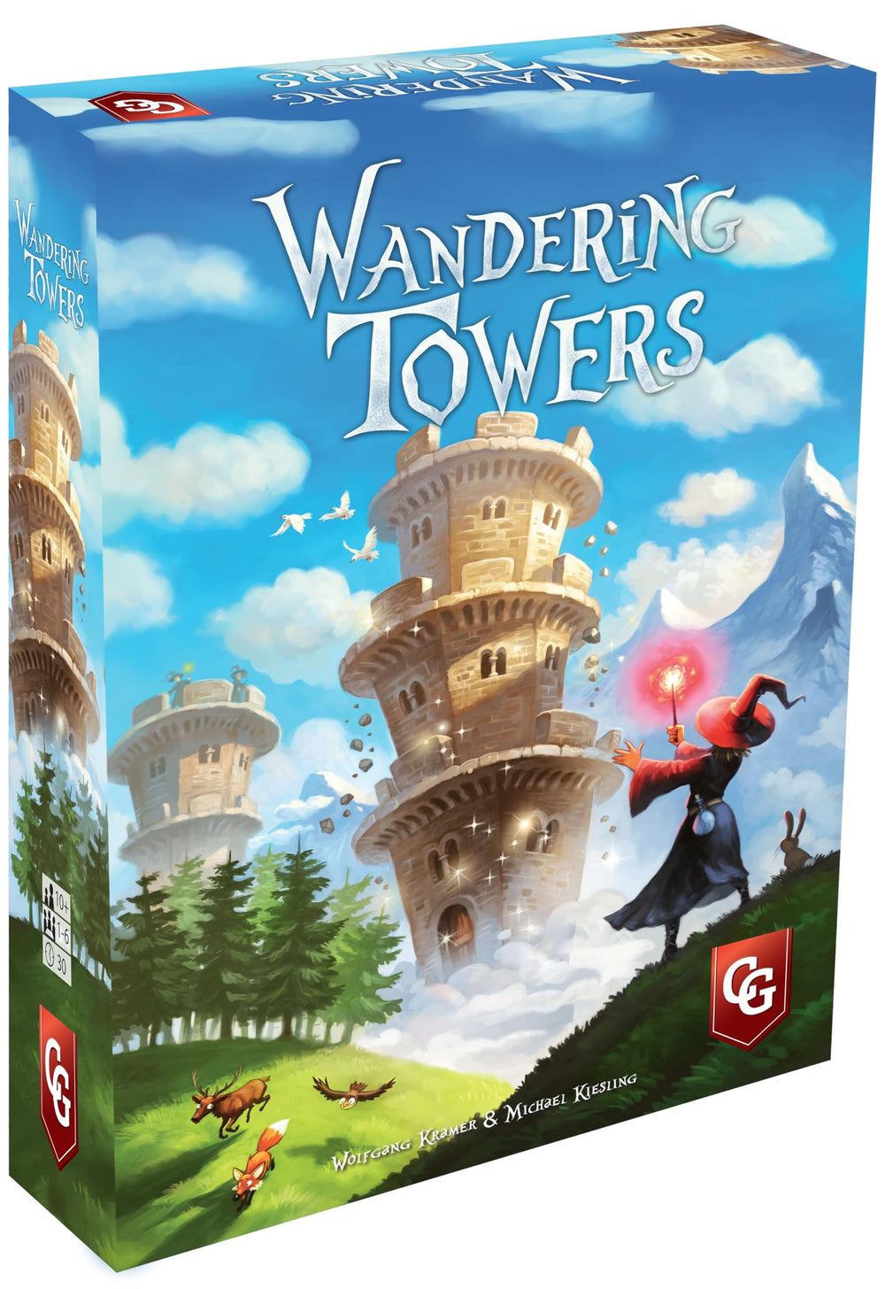 Capstone Games Wandering Towers tower pieces show modular battlefield design for strategic play.