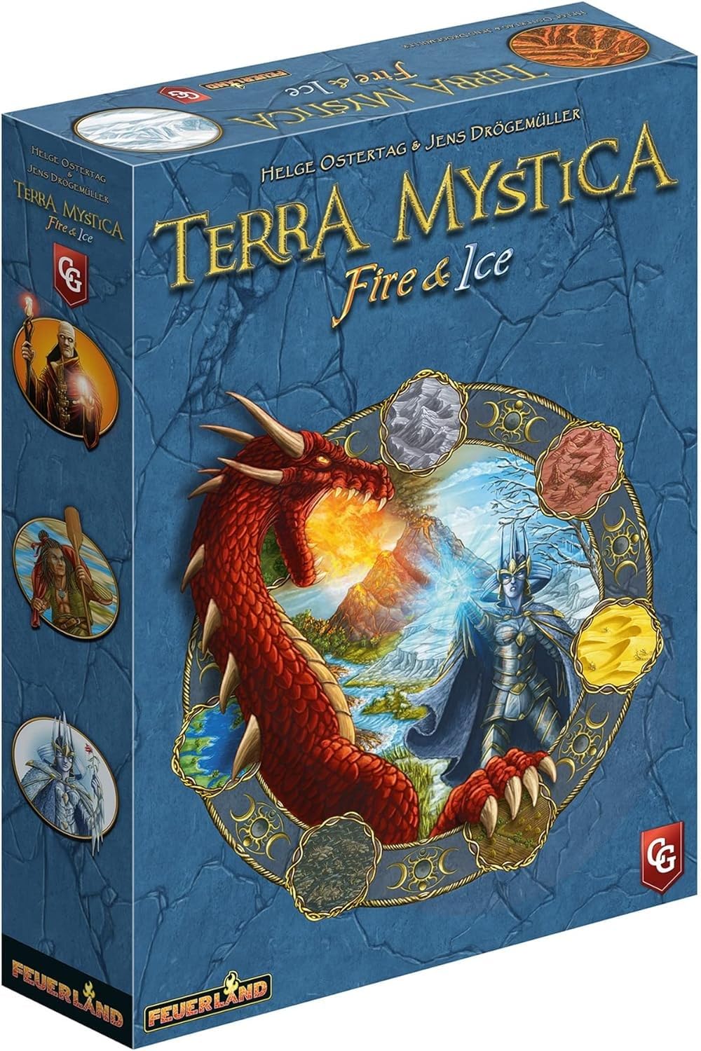 Capstone Games Terra Mystica Fire and Ice faction tiles reveal unique powers during setup.