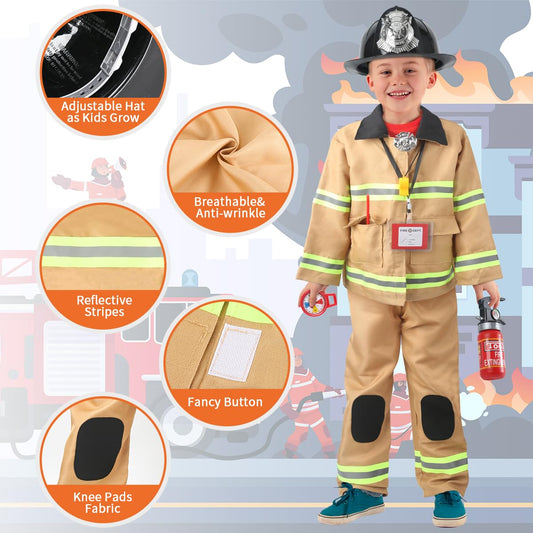 Captain Chaowing firefighter costume pants for kids with knee protection fabric