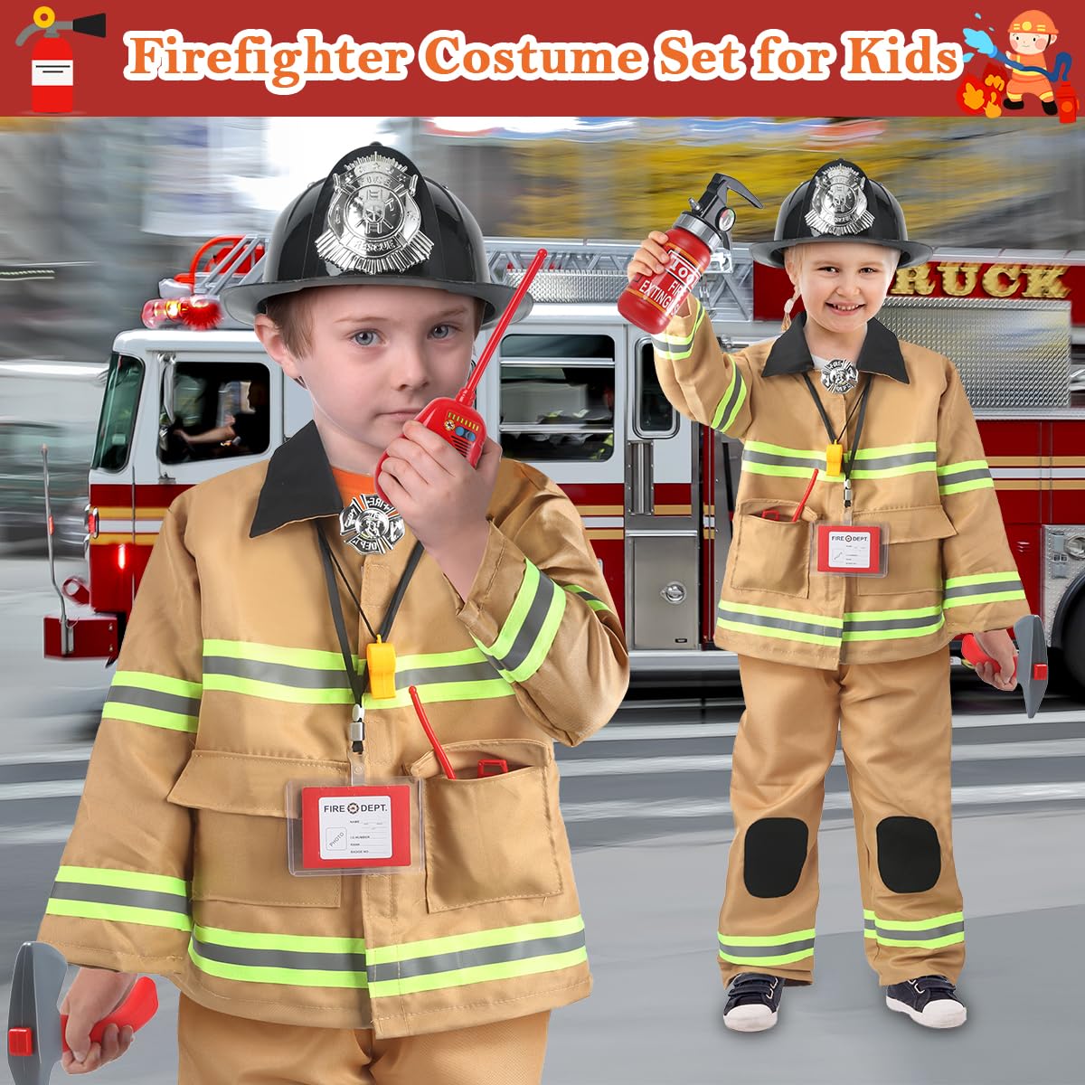Captain Chaowing firefighter walkie talkie prop enhances pretend rescue coordination