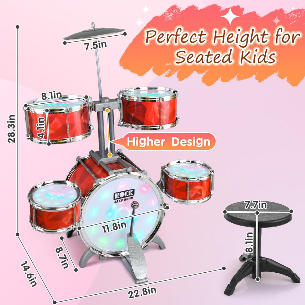 Includes drumsticks, pedal bass drum, and cymbal for complete play.