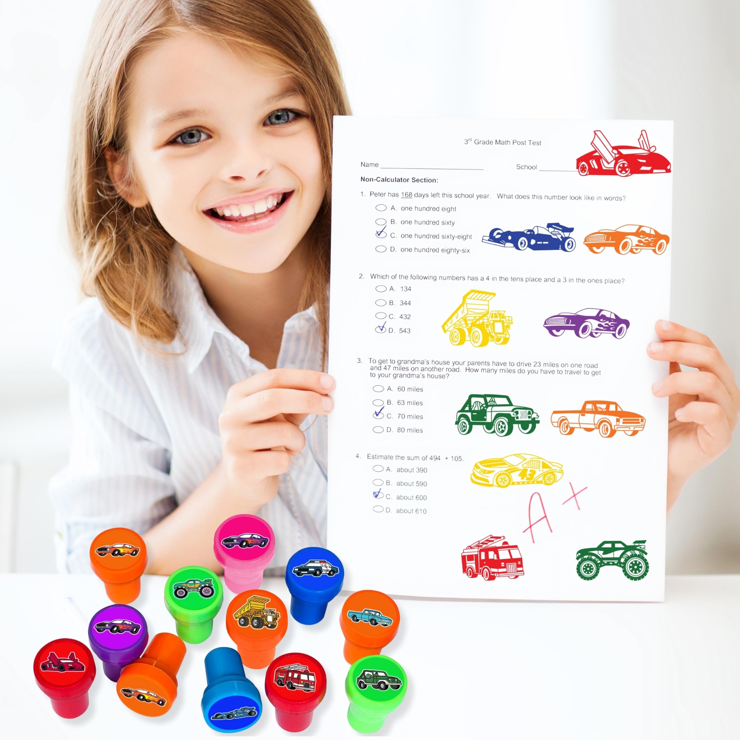 Car and Truck Stamps 12pc set safe materials for kids.