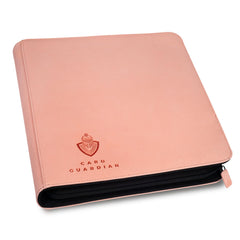 Card Guardian 12-pocket pink binder front view for secure card organization.