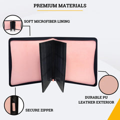 Card Guardian pink binder zipper closure keeps cards safe during travel.