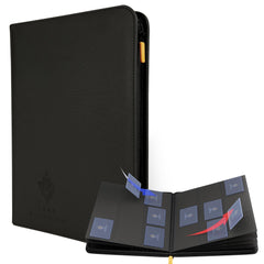 Card Guardian 9-pocket black binder front view stores up to 360 cards securely.