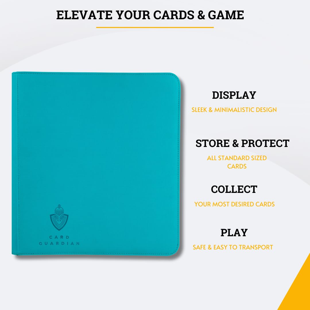Card Guardian teal binder works with standard card sleeves for versatility.