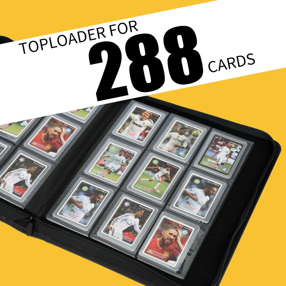 CARDBINDER binder with 288-card capacity ready for transport.