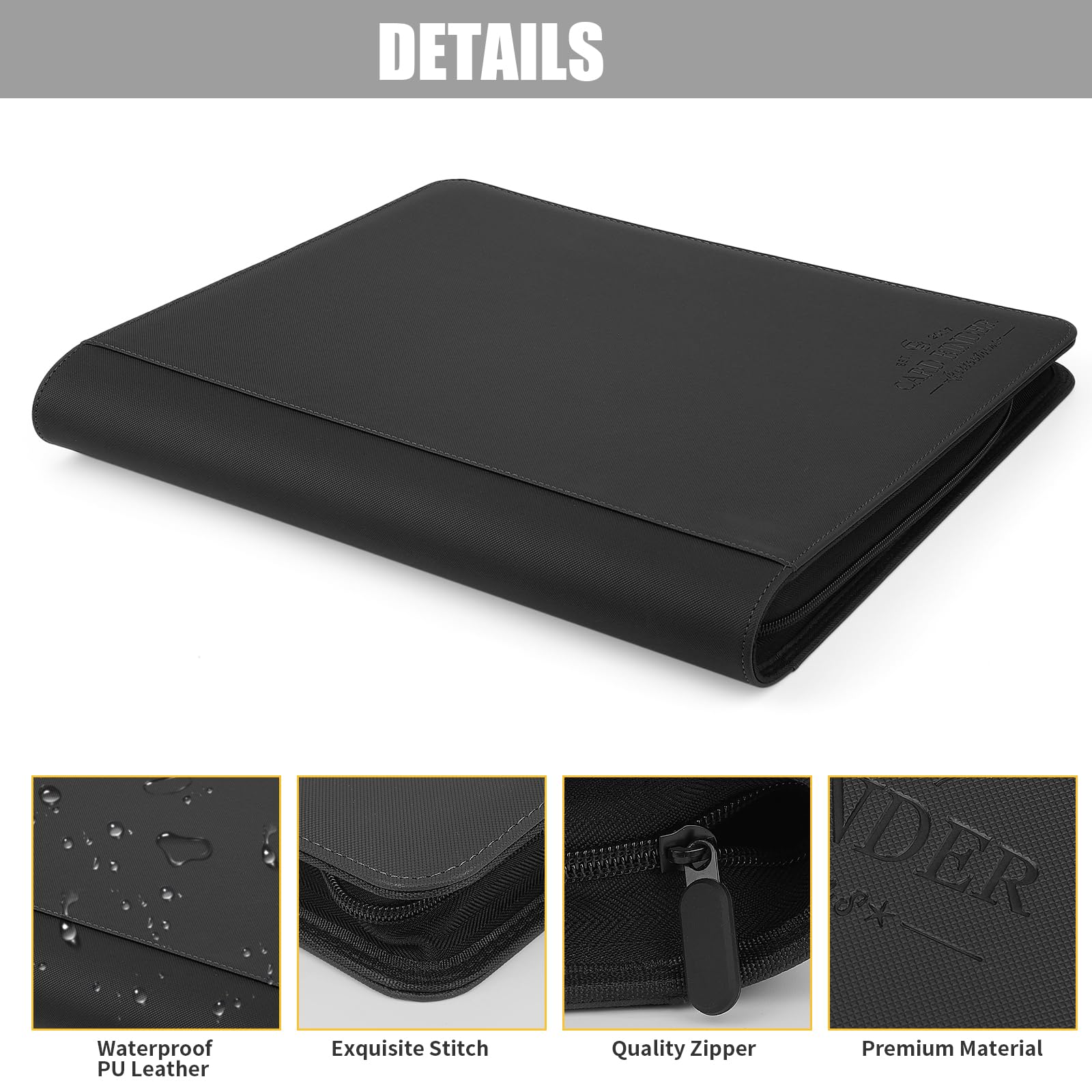 CARDBINDER Toploader 9-pocket pages layout demonstrating 288-card capacity.