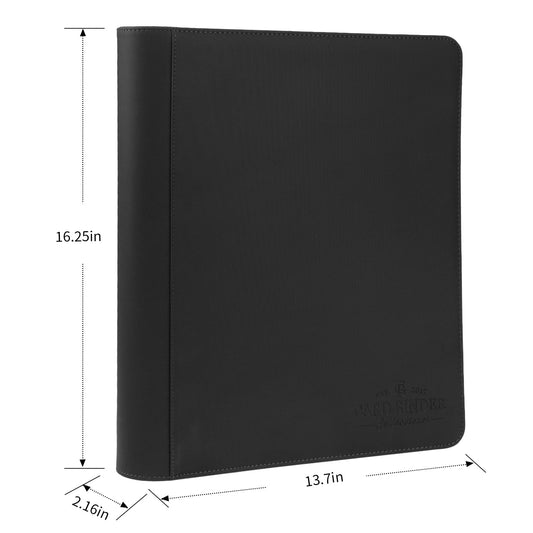 CARDBINDER Toploader binder interior showing 16 pages and 9-pocket sleeves for organized cards.
