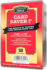 Cardboard Gold Card Saver 1 with baseball cards in clear holders for safe display