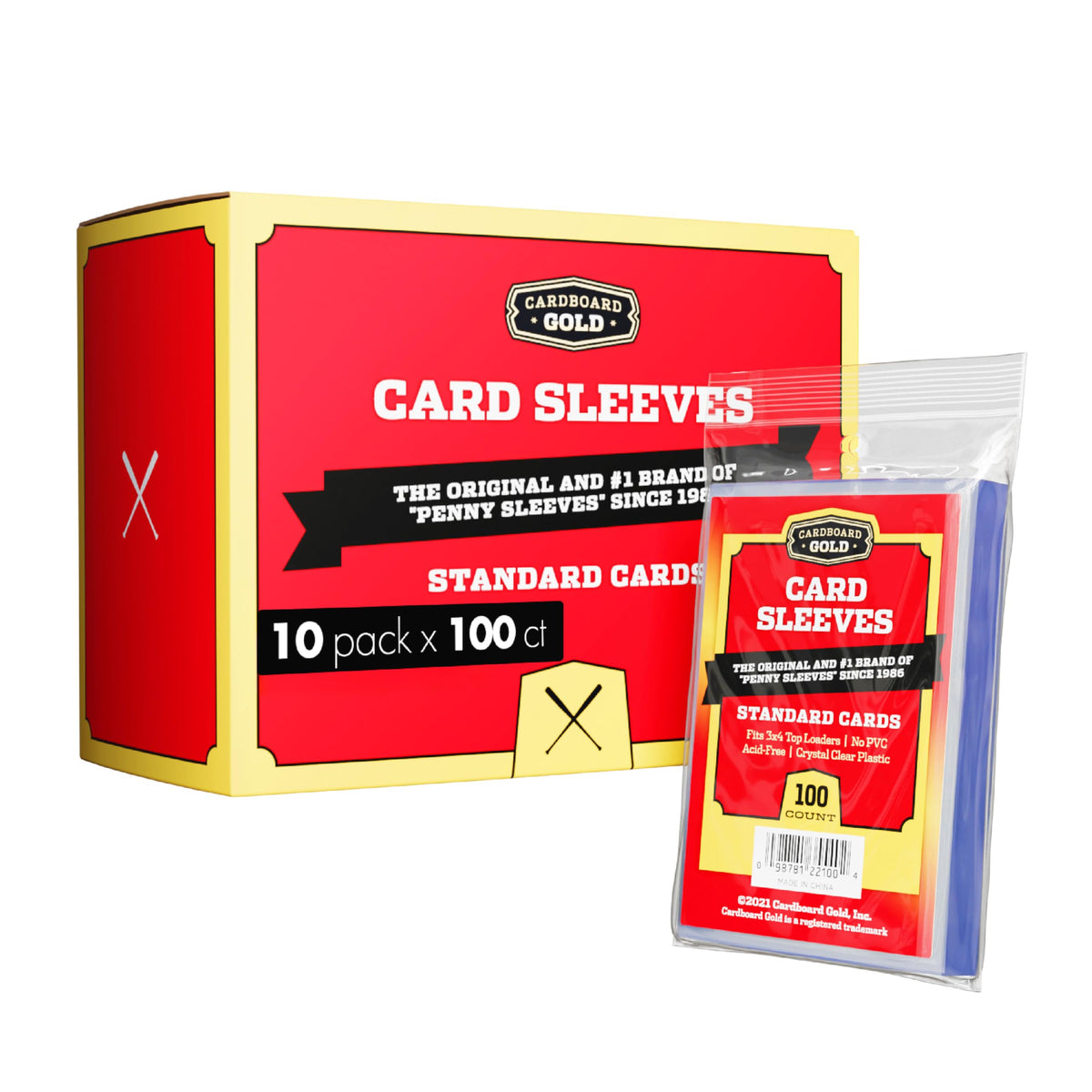 Cardboard Gold Penny Sleeves show cards with crystal-clear display for quick identification.