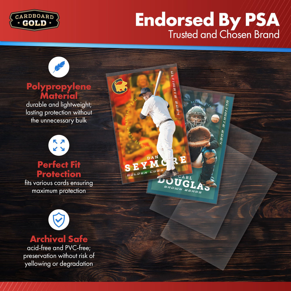 Cardboard Gold penny sleeves easy to insert for fast protection.
