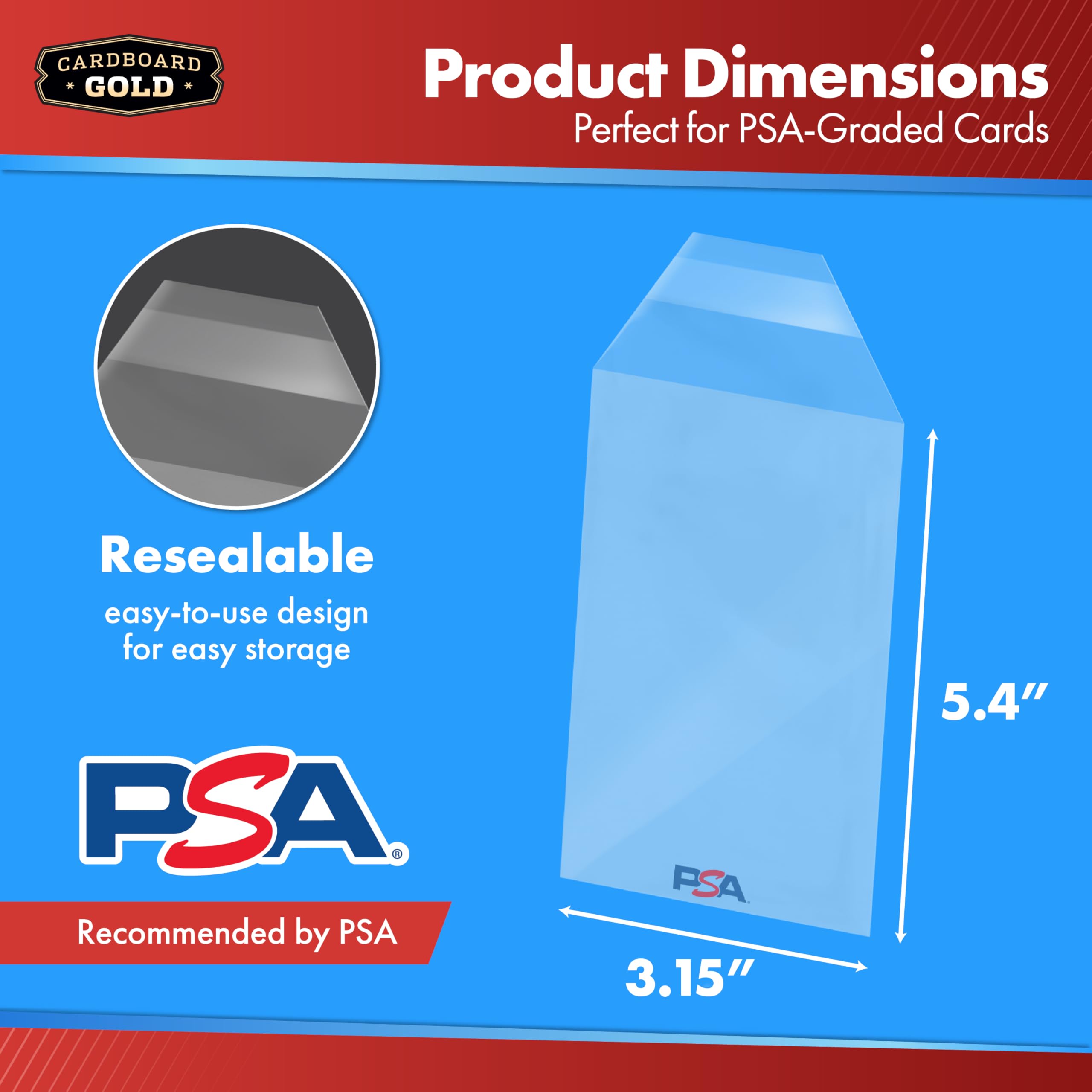 Cardboard Gold precise-fit slab protector demonstrates snug fit over PSA slabs for dust resistance