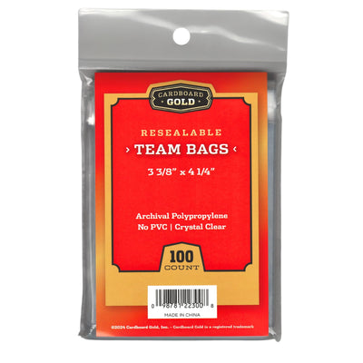 Cardboard Gold sealed team bags with adhesive strips for secure, easy closure