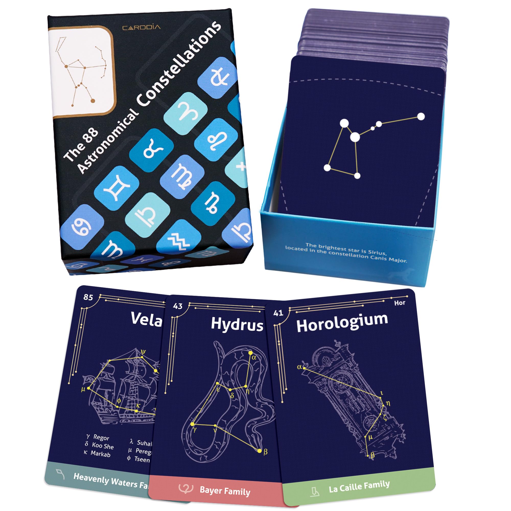 CARDDIA front constellation diagram shows star magnitudes for study