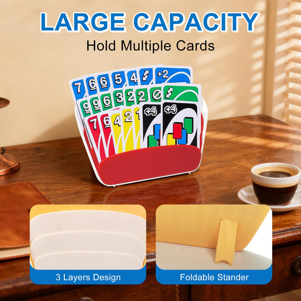 Cardholder anti-slip base stabilizes cards on any surface for calm play