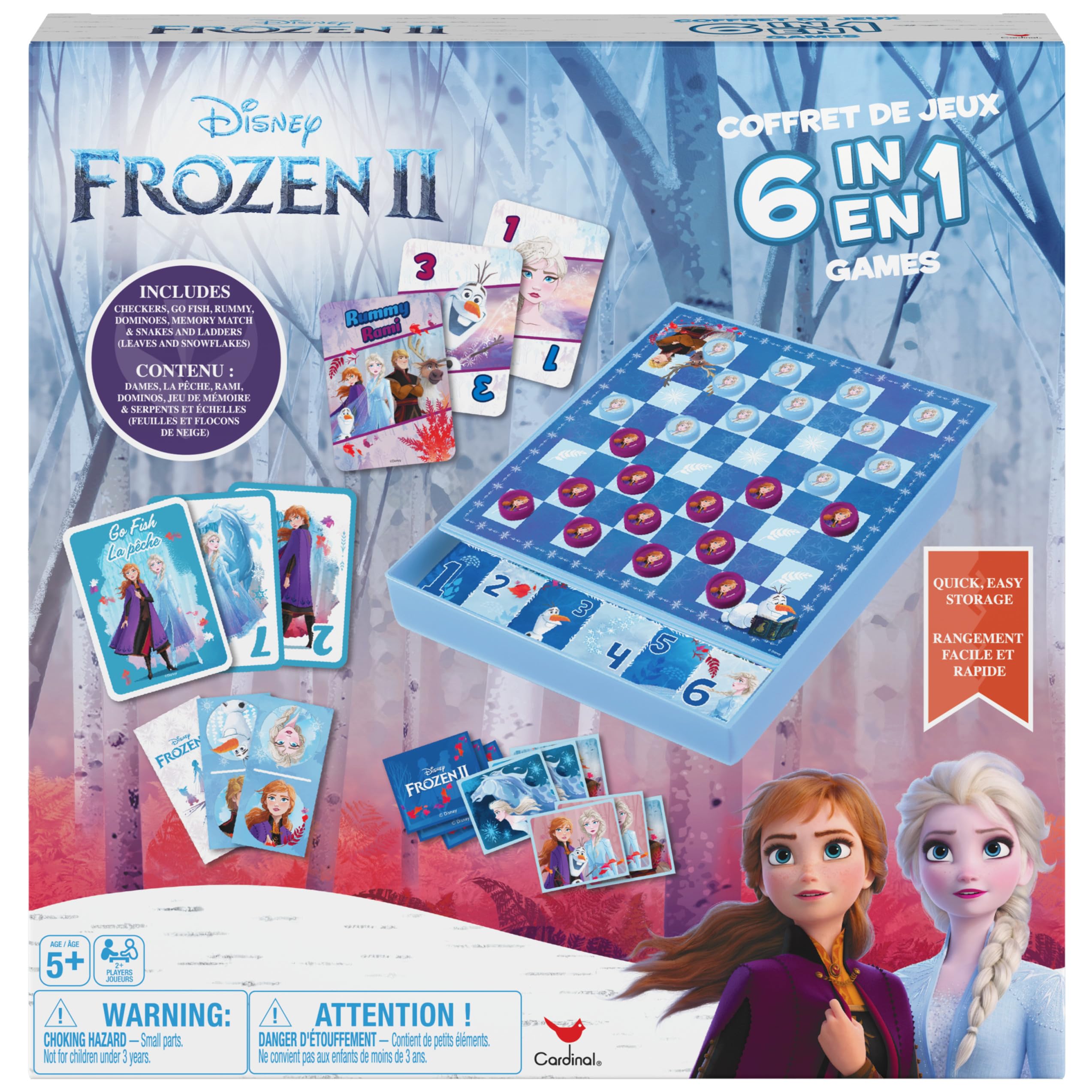 Cardinal Disney Frozen 2 6-in-1 game house with Bingo for family game night.